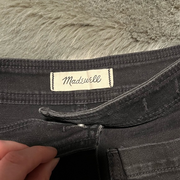 Madewell Stretch Denim A-Line Mini Skirt in Black Frost: Patch Pocket Edition - Picture 3 of 7